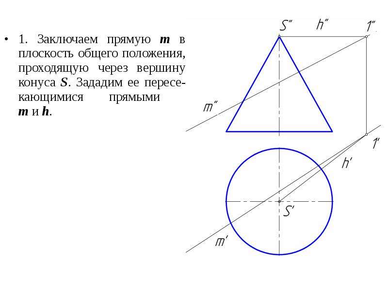 На рисунке показан чертеж прямоугольного конуса отрезок sb является