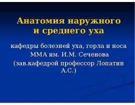 Методы исследования, клиническая анатомия и физиология гортани, наружного и среднего уха