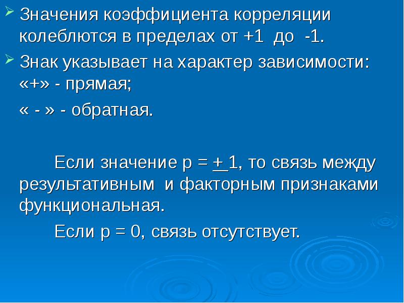 Колебаться в пределах. Величина коэффициента корреляции колеблется в пределах. Характер корреляционной зависимости. Знак «+» или «-» у коэффициента корреляции указывает на. Коэффициент корреляции прямая и Обратная связь.