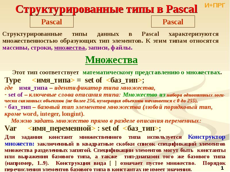 Тип данных множество. Множества Паскаль. Описание множеств в Паскале. Тип данных множество в Паскале. Мнодествав Паскале это.