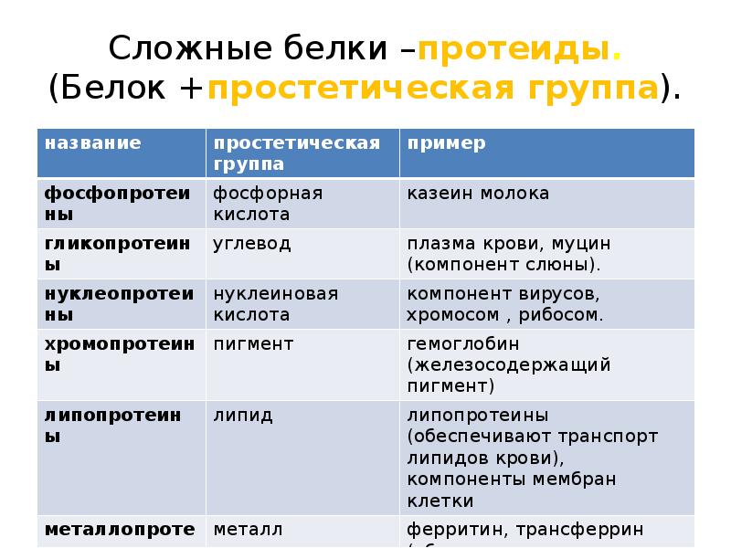 Сложные белки презентация