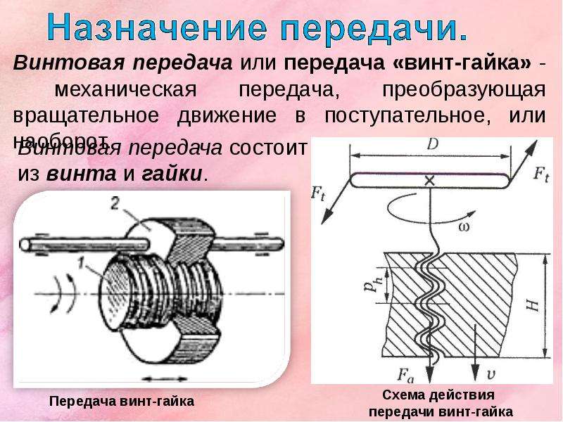 Расчет передачи винт гайка эксель