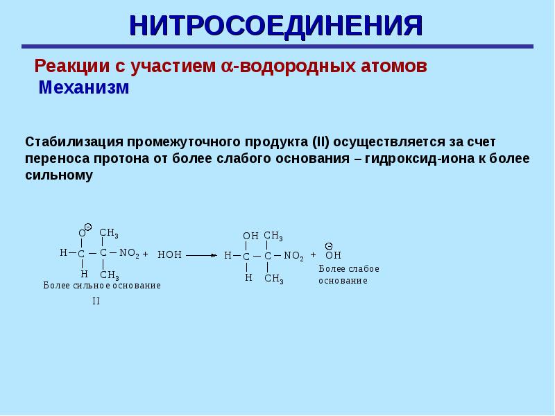 Презентация химия 10 класс нитросоединения