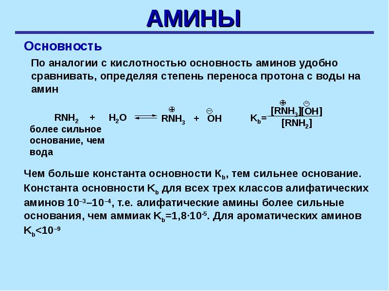 Метиламин среда раствора ph. Основность Аминов. Основность аммиака. Константа основности метиламина. Основность ароматических Аминов.