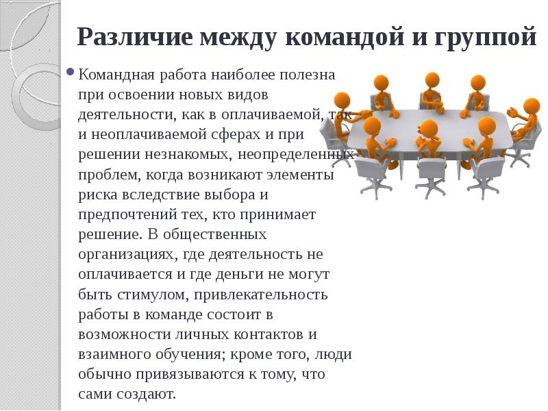 Различия между группами. В ходе групповой форме работы. Отличия нетворкингаиот групповой работы.