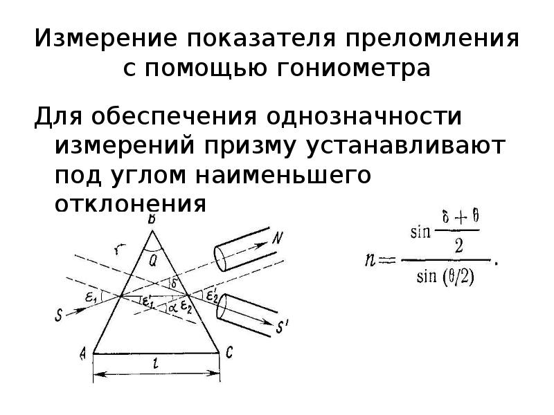 Измерение показателя преломления лабораторная