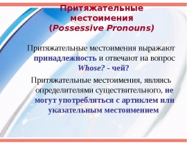 Притяжательные местоимения (Possessive Pronouns)