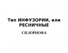 Тип ИНФУЗОРИИ, или РЕСНИЧНЫЕ CILIOPHORA