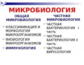 ОБЩАЯ МИКРОБИОЛОГИЯ КЛАССИФИКАЦИЯ И МОРФОЛОГИЯ МИКРООРГАНИЗМОВ ФИЗИОЛОГИЯ МИКРООРГАНИЗМОВ ИММУНОЛОГИЯ