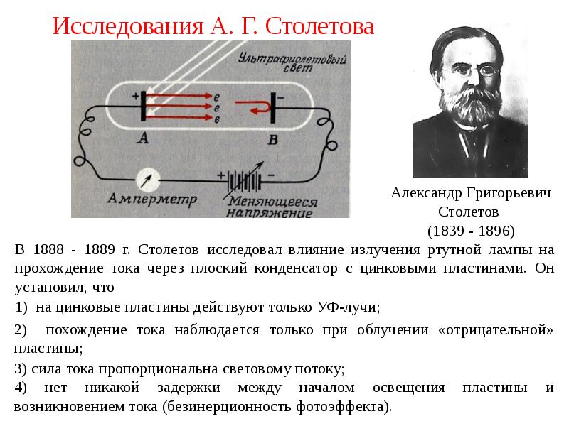 Опыты столетова презентация