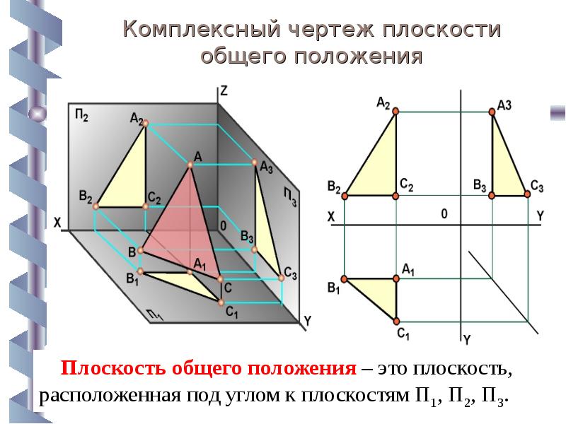 Плоскость общего положения. Комплексный чертеж перпендикулярные плоскости. Двухпроекционный чертеж плоскости общего положения. Комплексный чертеж плоскости общего положения. Чертеж плоскости общего положения.