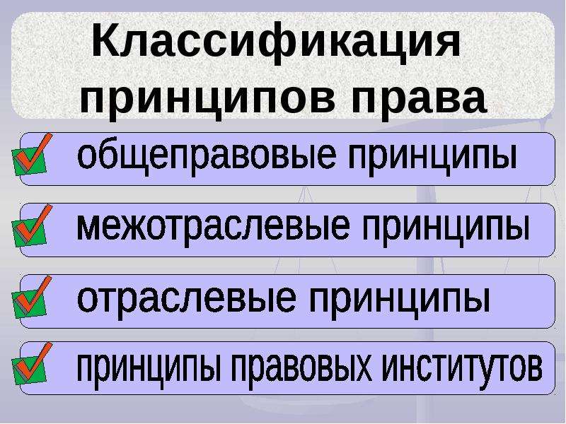 Приняв какой вид. Принципы права. Классификация правовых принципов. Понятие и классификация принципов права. Межотраслевые принципы права.