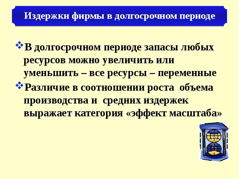 Издержки в краткосрочном и долговременном периоде презентация