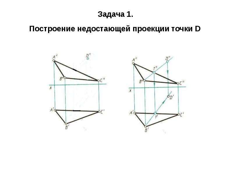 Построить недостающие проекции точек