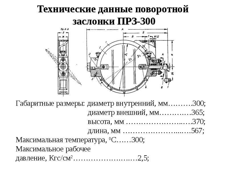 Чертеж поворотной заслонки