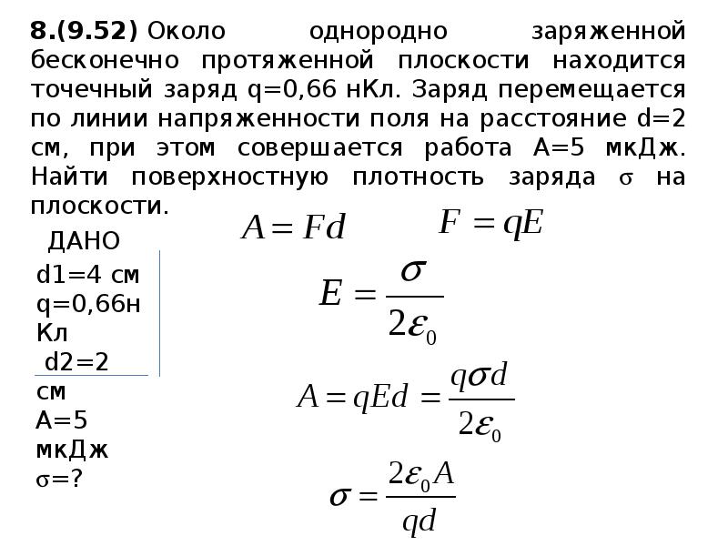 Заряженная плоскость с поверхностной плоскостью заряда