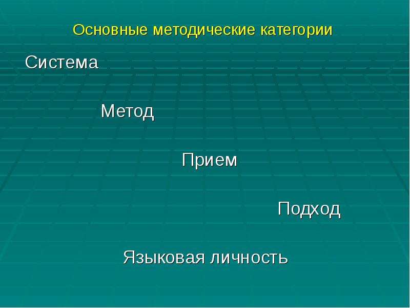 Языковая основа. Основные методические категории. Методические категории. 2. Основные методические категории:. Наибольшая система категорий.