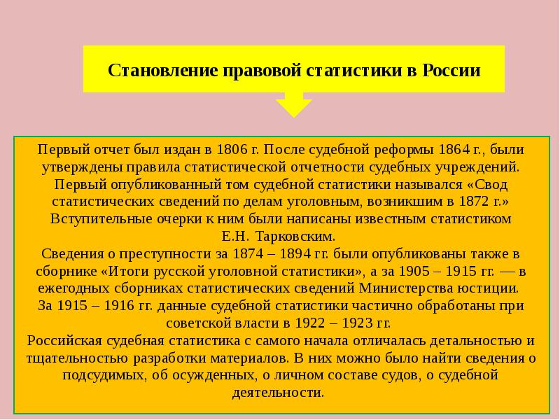 История становления статистики. Этапы развития правовой статистики.