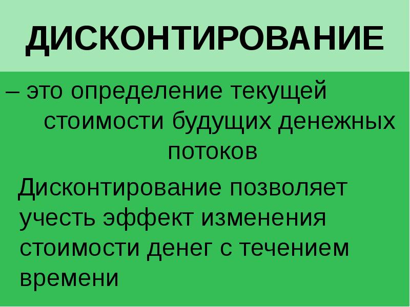 Дисконтирование денег