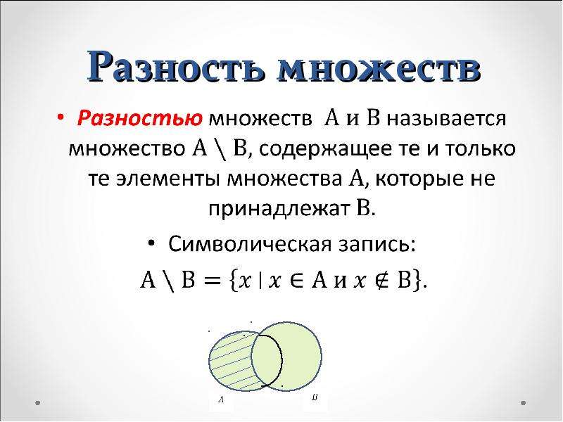 Разность множеств