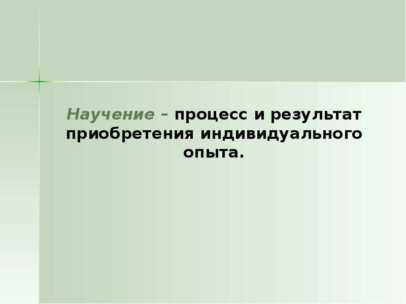 Научение как процесс и результат приобретения индивидуального опыта презентация