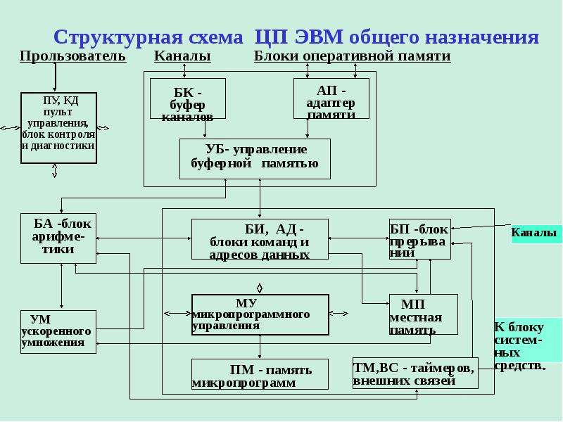 Структурная схема эвм в общем случае включает в себя