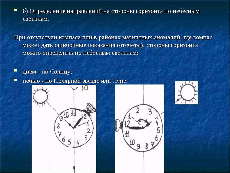 Способы определения направлений на местности