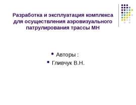 Разработка и эксплуатация комплекса для осуществления аэровизуального патрулирования трассы МН
