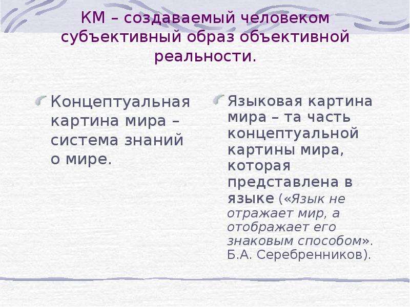 Языковая и концептуальная картина мира презентация