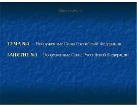 Вооруженные Силы Российской Федерации. Общая тактика