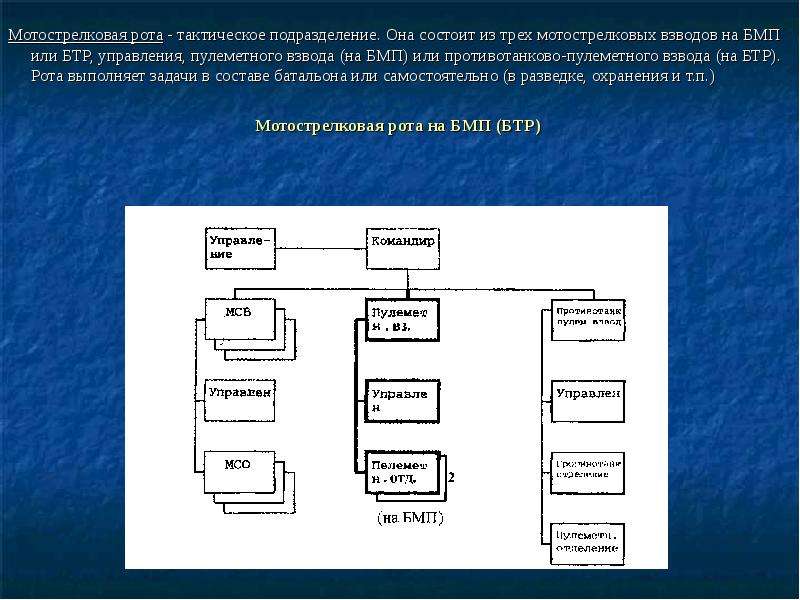 Состав подразделений. Организация мотострелкового взвода на БМП. Организация мотострелкового взвода мотострелковой роты. Организация мотострелковой роты на БТР. Структура мотострелковой роты.