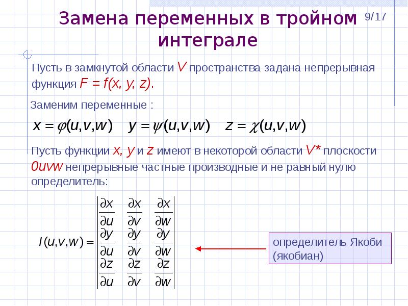 Замена переменной в интеграле