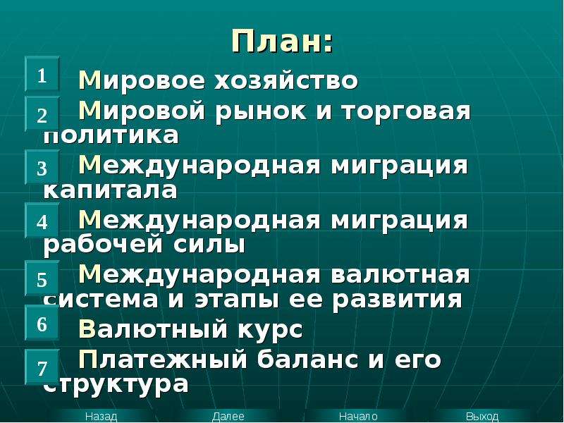 План мировой рынок