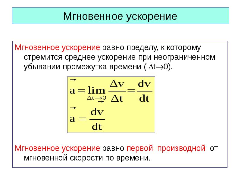 Направление ускорения всегда