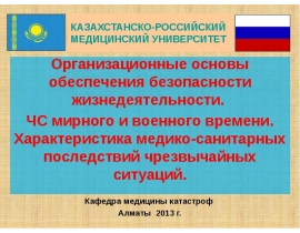 Организационные основы обеспечения безопасности жизнедеятельности. ЧС мирного и военного времени. Характеристика медико-санитар
