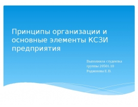 Принципы организации и основные элементы КСЗИ предприятия