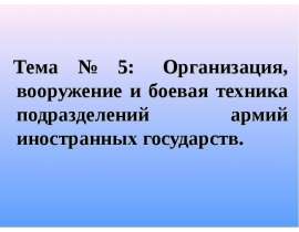 Организация, вооружение и боевая техника подразделений иностранных государств