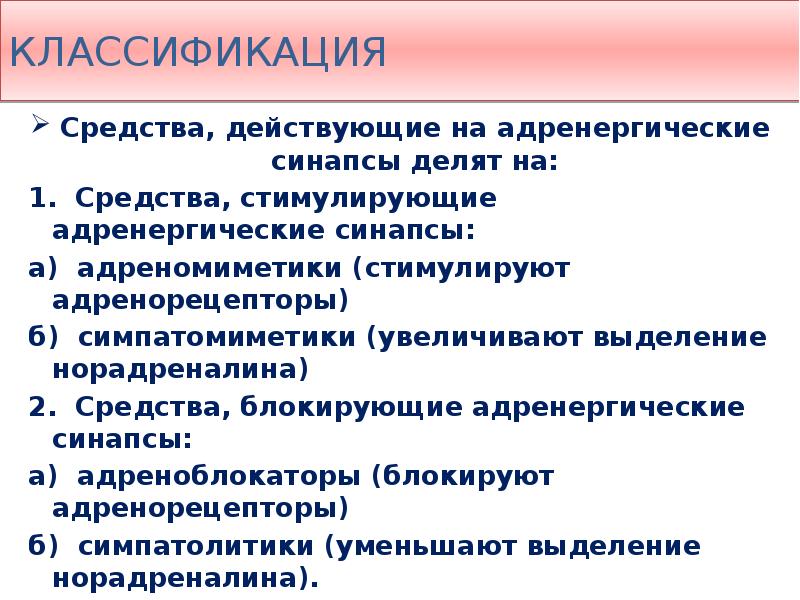 Адреномиметики фармакология презентация