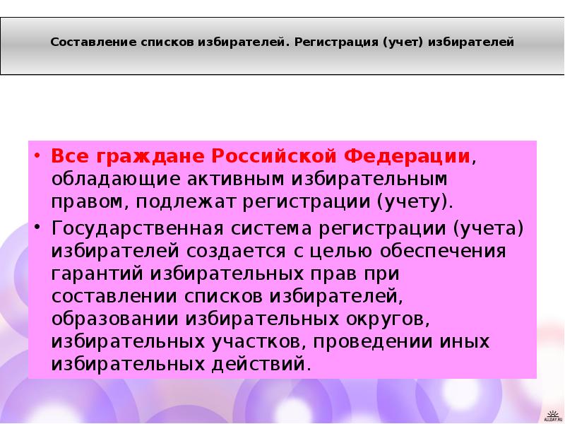 Государственной системы регистрации учета избирателей