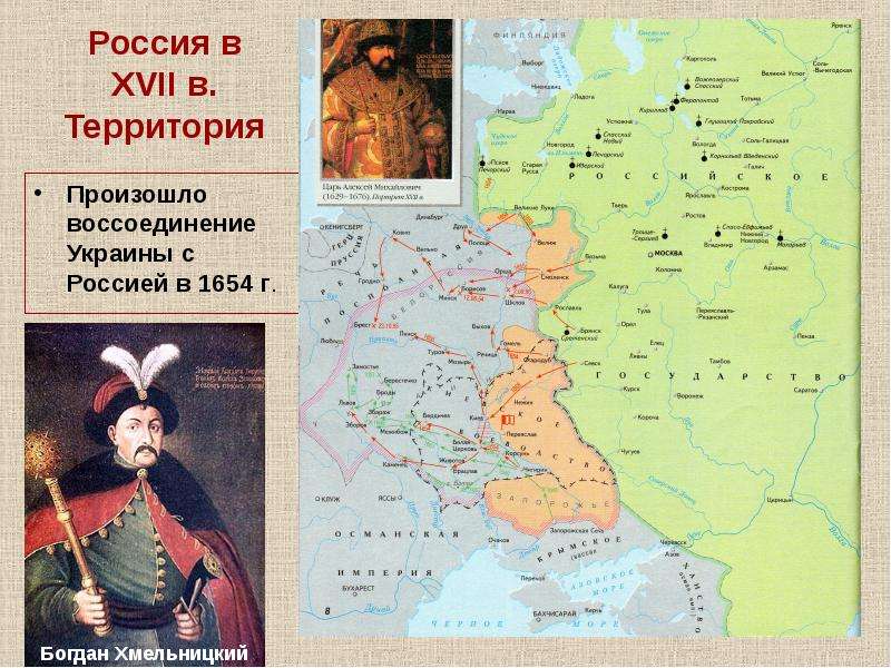 Карта воссоединение украины с россией 1654