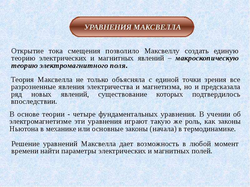 Открытый ток. Единая теория электрических и магнитных явлений Максвелла. Максвелловская теория о токах смещения. Открытие тока. Гипотеза Единой Кривой.