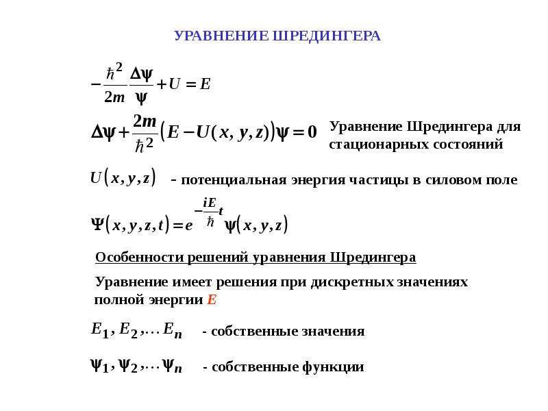 Презентация на тему уравнение шредингера