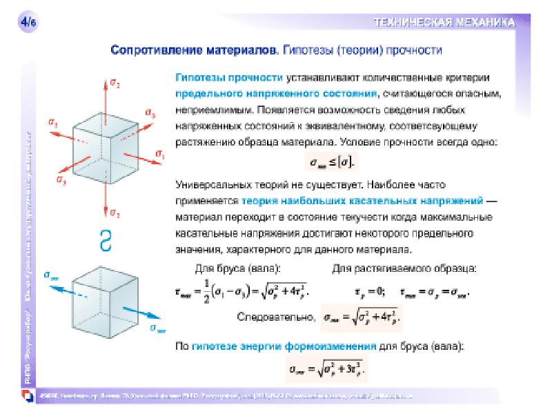 Сопротивление материалов прочность. Напряжения 4 теории прочности. 3 Теория прочности сопромат. Гипотезы сопротивления материалов техническая механика. 4ая теория прочности сопромат.