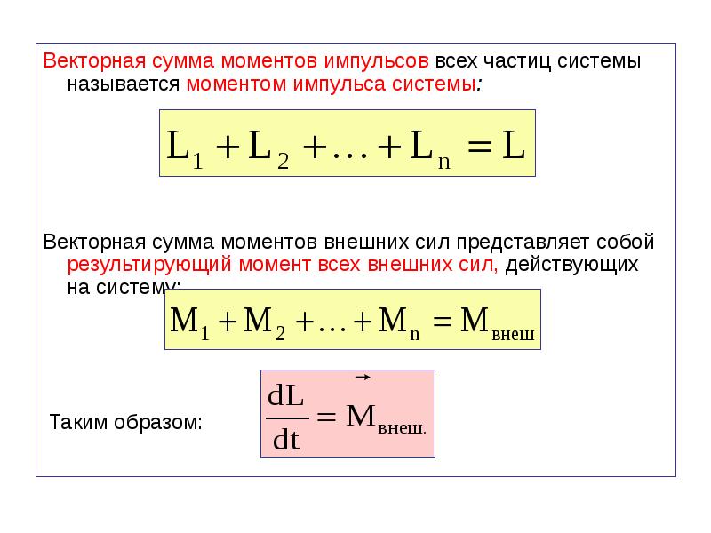 Сумма моментов