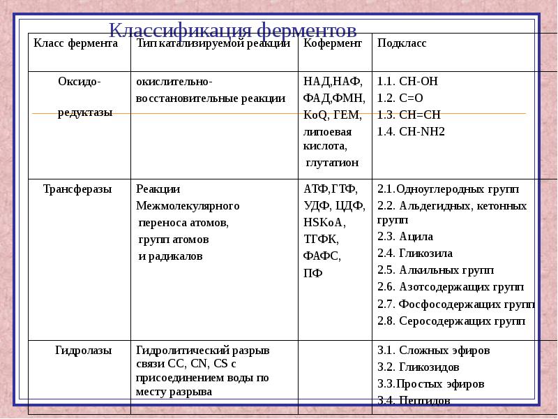 Классификация ферментов картинки