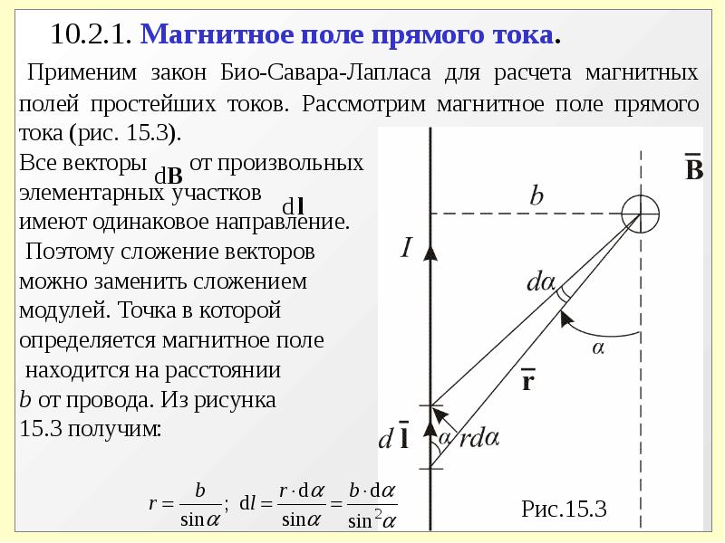 Магнитное поле прямого тока это