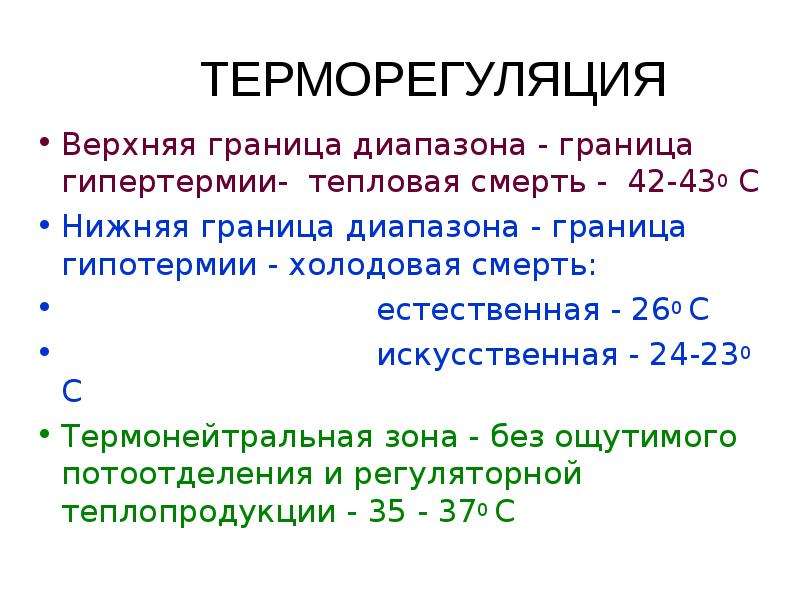 Терморегуляция физиология презентация