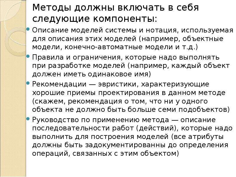 Должна быть метода. Что должен включать в себя доклад. Включает в себя следующие компоненты. Методика нужна. Обязывающие методы.