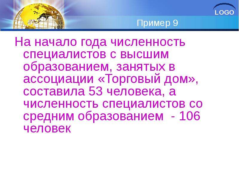 На начало года численность. Логос примеры.