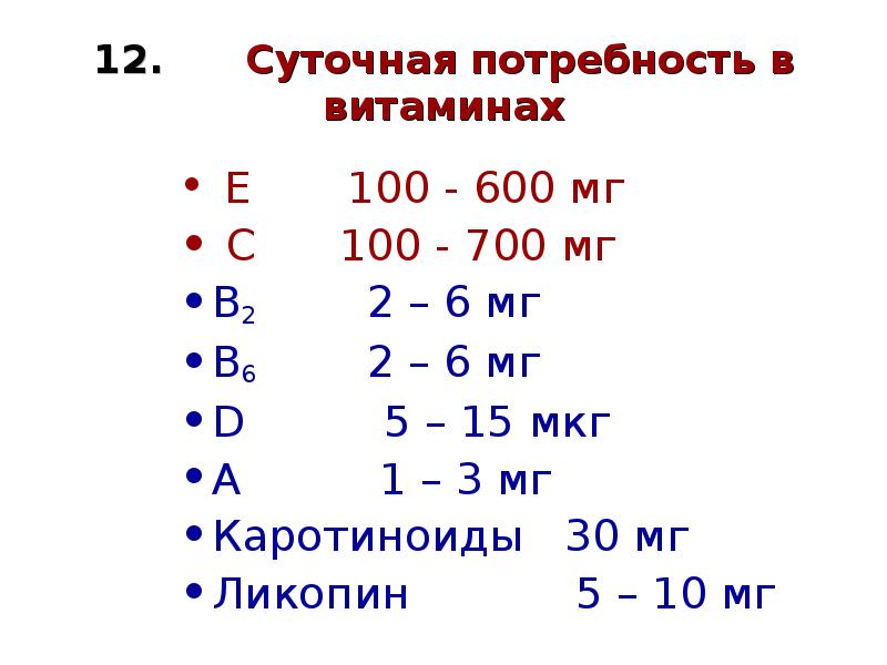 Суточная потребность витамина к